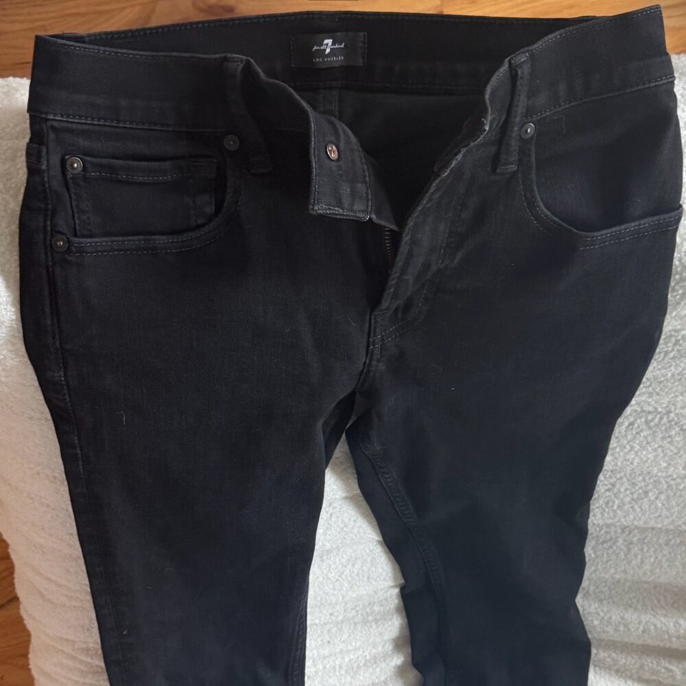7 For All Mankind Men’s Slim Fit Jeans – Black, 29W